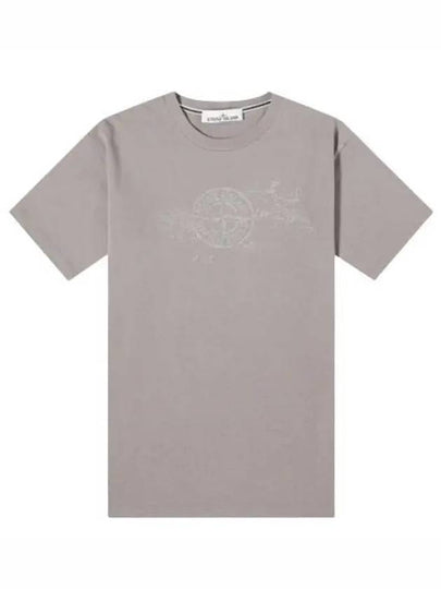 Camo Three Embroidery Regular Fit Cotton Jersey Short Sleeve T-Shirt Grey - STONE ISLAND - BALAAN 2