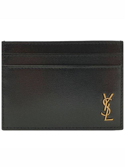 Tiny Monogram Shiny Leather Card Case Black - SAINT LAURENT - BALAAN 2