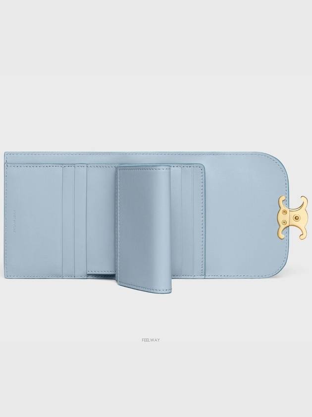 Shiny Triomphe Small Calfskin Half Wallet Light Blue - CELINE - BALAAN 4