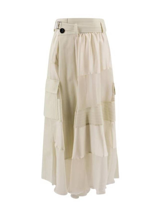 Chalk Stripe A Line Skirt White - SACAI - BALAAN 1