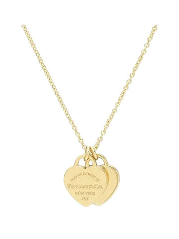 Return to Tiffany Mini Double Heart Tag Pendant Necklace Yellow Gold - TIFFANY & CO. - BALAAN 1