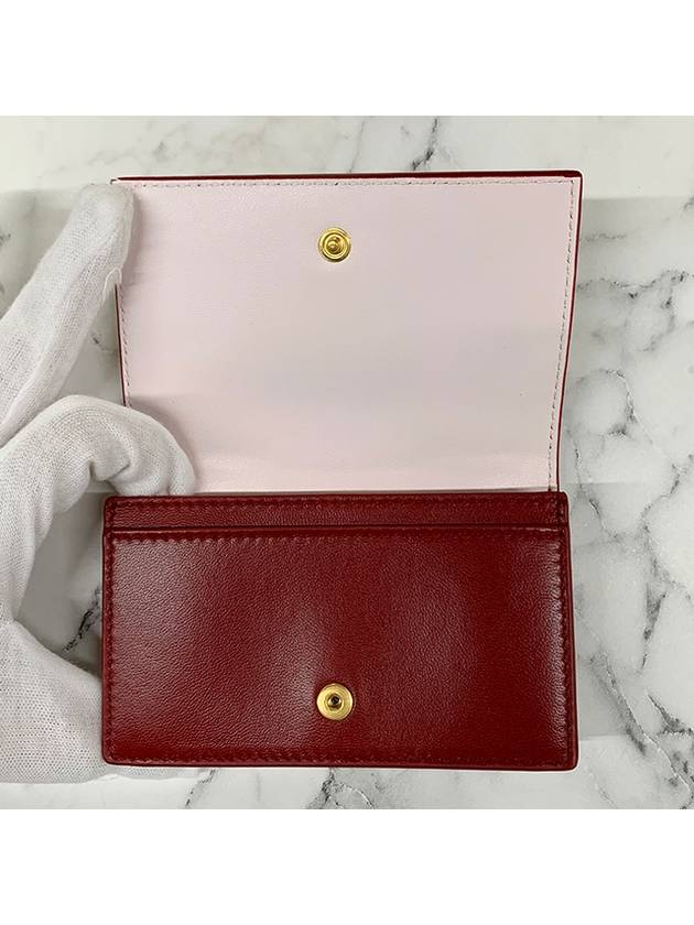 Bottega Veneta Cassette Business Card Case Dark Red Bliss Washed 651396VCQC96342 - BOTTEGA VENETA - BALAAN 9