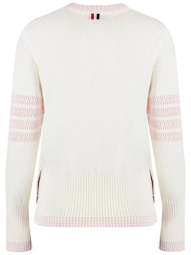 4 Bar Stripe Cotton Sweatshirt White - THOM BROWNE - BALAAN 4