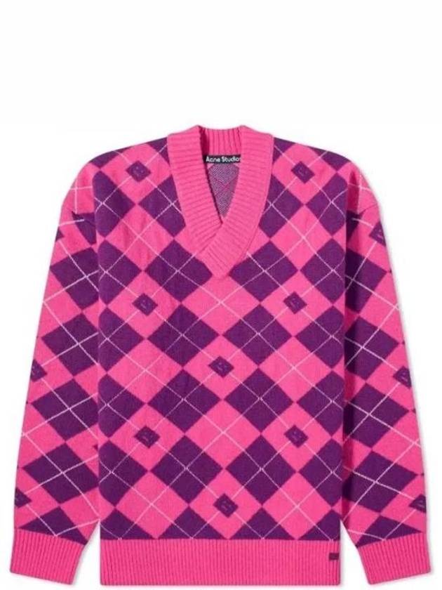 Jacquard Wool Knit Top Bright Pink - ACNE STUDIOS - BALAAN 2