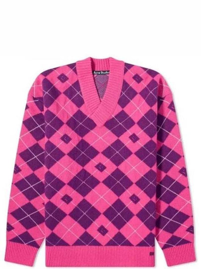 Jacquard Wool Knit Top Bright Pink - ACNE STUDIOS - BALAAN 2