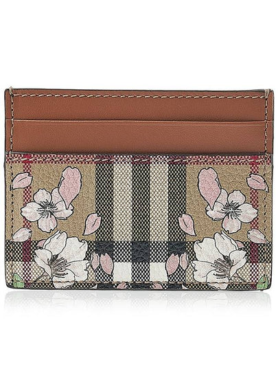 Floral Check Print Card Wallet Brown - BURBERRY - BALAAN 2