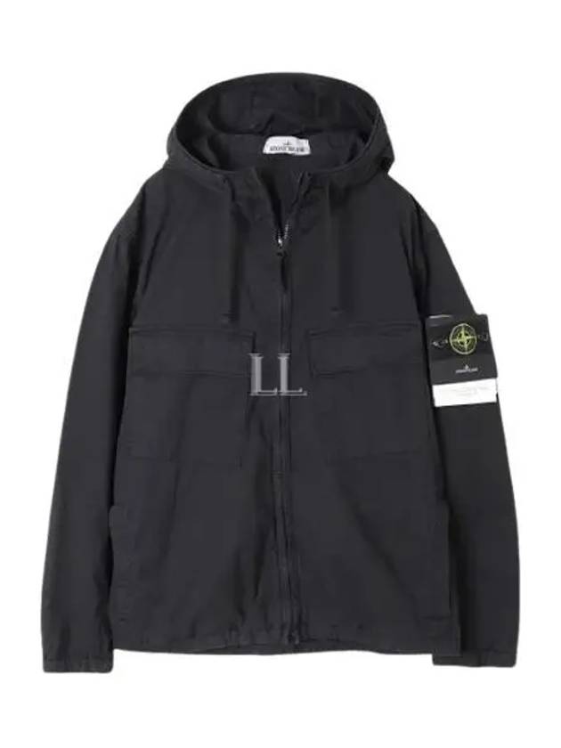 Cotton Twill Stretch Hooded Jacket Black - STONE ISLAND - BALAAN 2