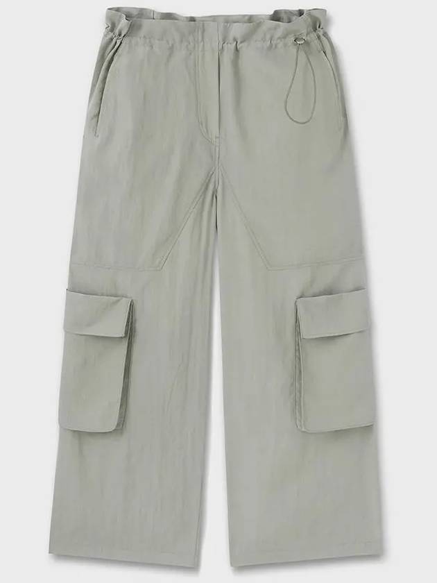 Silk Gloss Big Pocket String Wide Pants Dusty Mint - NOIRER FOR WOMEN - BALAAN 3