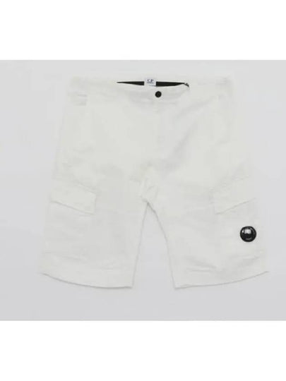 Stretch Satin Cargo Shorts White - CP COMPANY - BALAAN 2