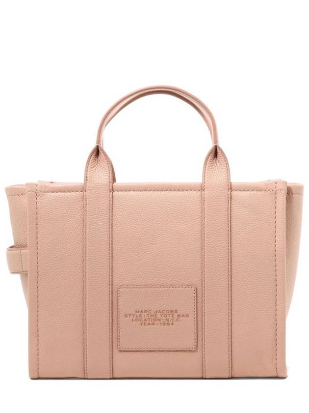 Logo Medium Leather Tote Bag Pink Rose - MARC JACOBS - BALAAN 3