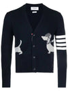 Hector 4 Bar Stripe Cardigan Black - THOM BROWNE - BALAAN 2