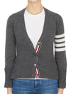 4-Bar V-Neck Cashmere Cardigan Grey - THOM BROWNE - BALAAN 2