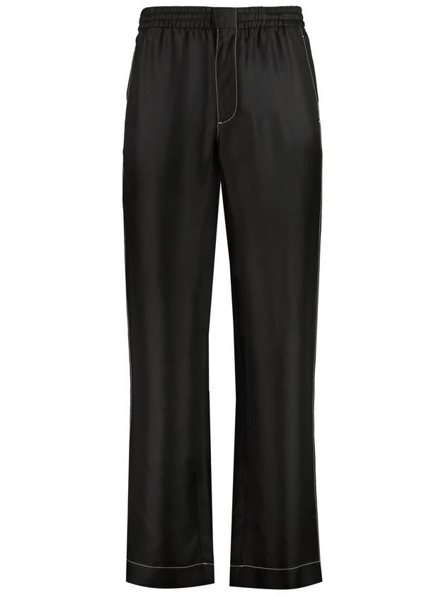 Stitched Silk Straight Pants Black - PRADA - BALAAN 2