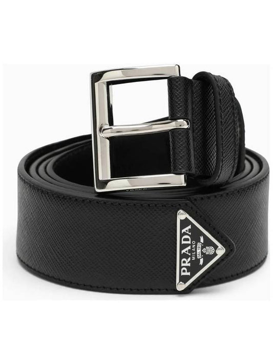 Saffiano Leather Belt Black - PRADA - BALAAN.