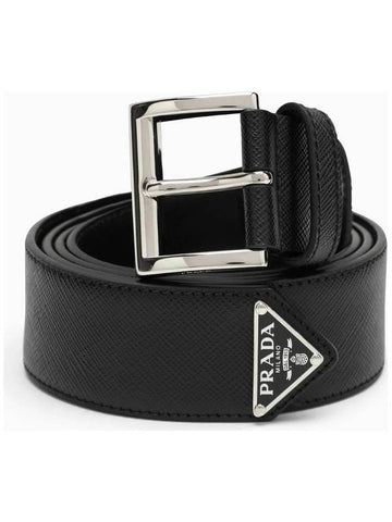Saffiano Leather Belt Black - PRADA - BALAAN 1