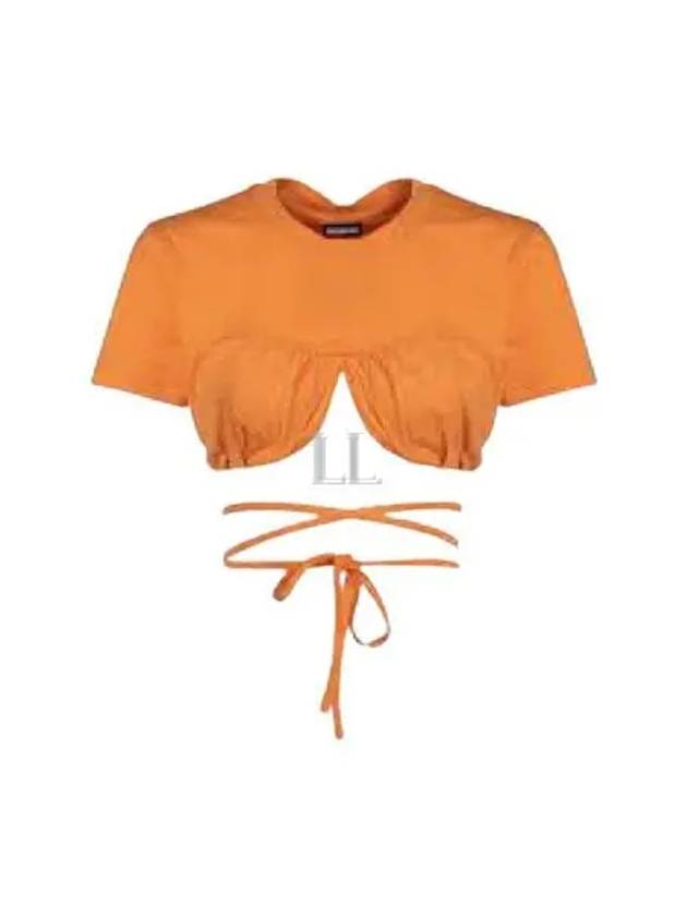 Le Baci Gathered Bra Short Sleeve T-Shirt Orange - JACQUEMUS - BALAAN 2