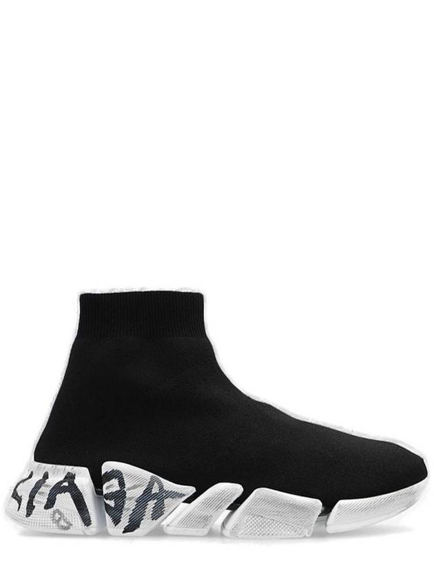 Speed ​​2.0 Graffiti Knit High Top Sneakers Black - BALENCIAGA - BALAAN 2