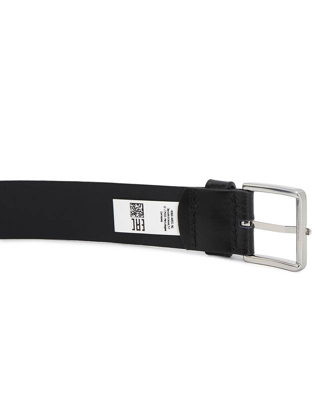 Signature Stripe Silver Buckle Logo Leather Belt Black - HUGO BOSS - BALAAN 5