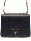 Saffiano Leather Chain Shoulder Bag Black - PRADA - BALAAN 3