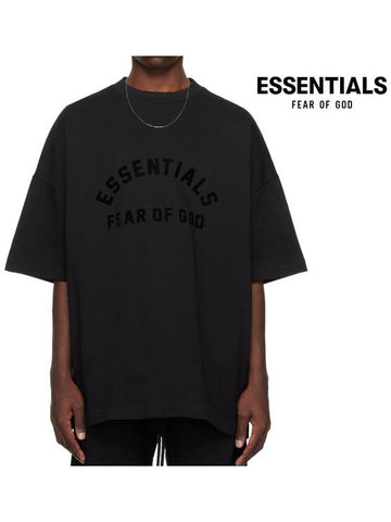 Heavy Jersey Overfit Short Sleeve T Shirt Jet Black - FEAR OF GOD ESSENTIALS - BALAAN 1