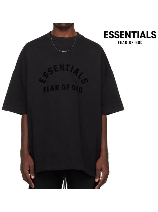 Heavy Jersey Overfit Short Sleeve T Shirt Jet Black - FEAR OF GOD ESSENTIALS - BALAAN 1