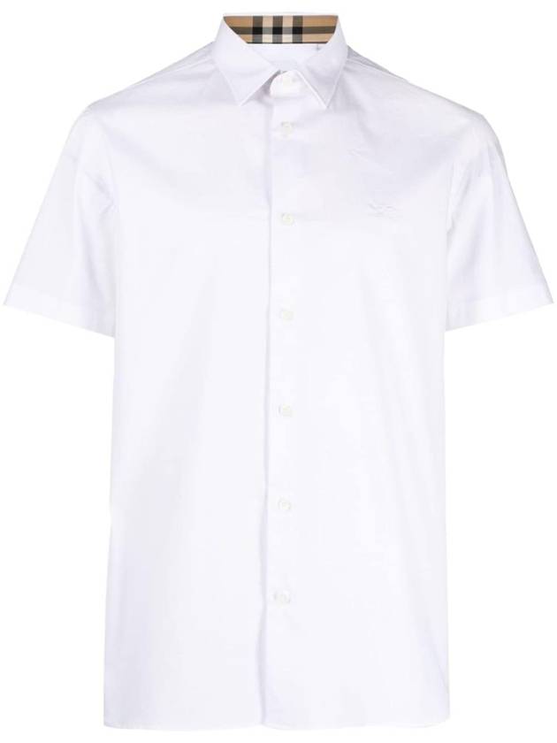 Men's Logo Cotton Short Sleeve Shirt White - BURBERRY - BALAAN 2