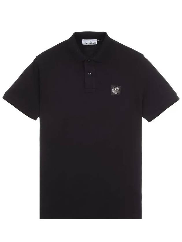 Pique Stretch Cotton Short Sleeve Polo Shirt Black - STONE ISLAND - BALAAN 4