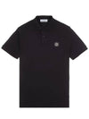 Pique Stretch Cotton Short Sleeve Polo Shirt Black - STONE ISLAND - BALAAN 4