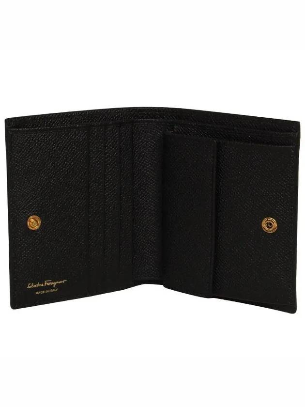 Gancini Compact Half Wallet Black - SALVATORE FERRAGAMO - BALAAN 5