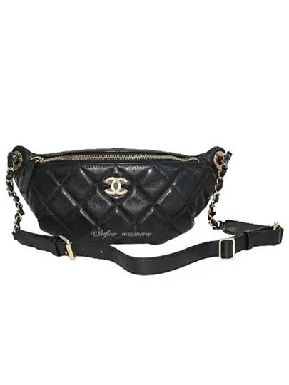 CC Logo Lambskin Chain Belt Bag Black - CHANEL - BALAAN 2