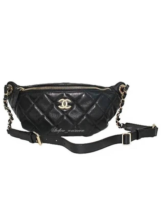 CC Logo Lambskin Belt Bag Black - CHANEL - BALAAN 2