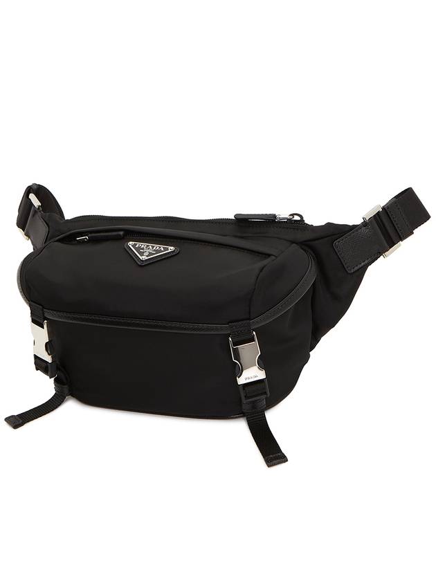 Re-Nylon Saffiano Leather Shoulder Bag Black - PRADA - BALAAN 3