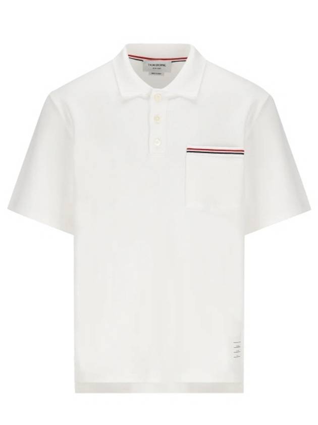 RWB Pocket Interlock Cotton Short Sleeve Polo Shirt White - THOM BROWNE - BALAAN 2