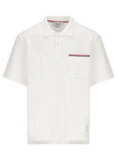 RWB Pocket Interlock Cotton Short Sleeve Polo Shirt White - THOM BROWNE - BALAAN 2