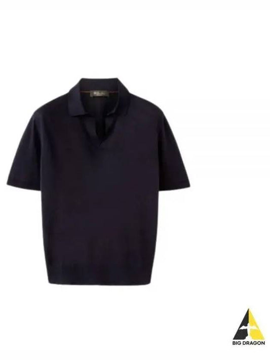 Ryome Silk Linen Polo Shirt Navy - LORO PIANA - BALAAN 2