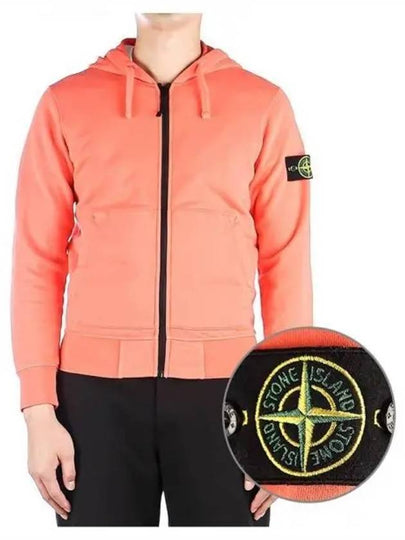 Men's Waffen Patch Fleece Zip Up Hoodie Orange - STONE ISLAND - BALAAN 2