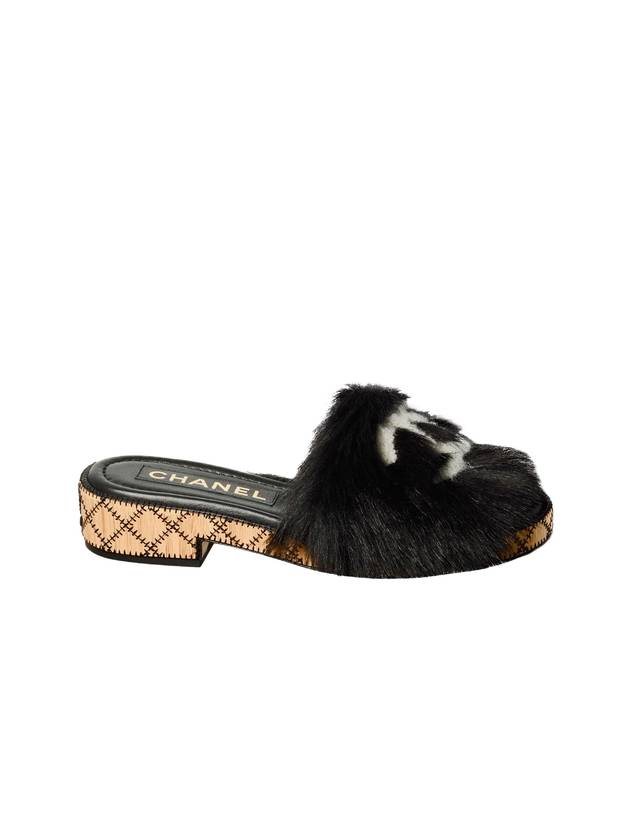 shirring lambskin mule sandals black - CHANEL - BALAAN.