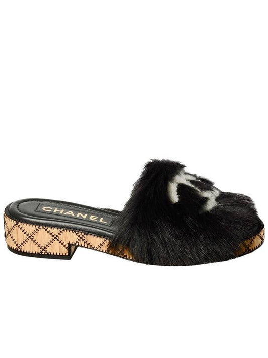 shirring lambskin mule sandals black - CHANEL - BALAAN.