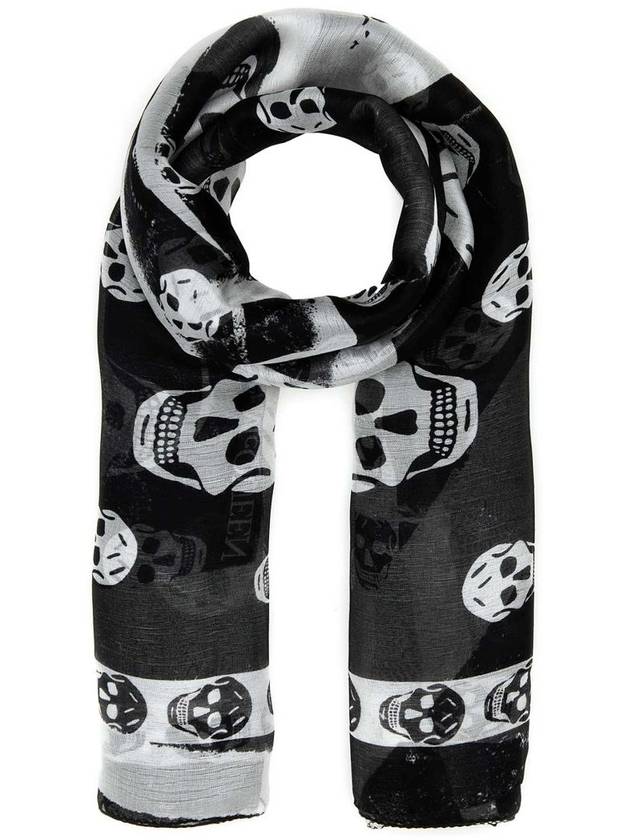 Skull Silk Scarf Black - ALEXANDER MCQUEEN - BALAAN 2