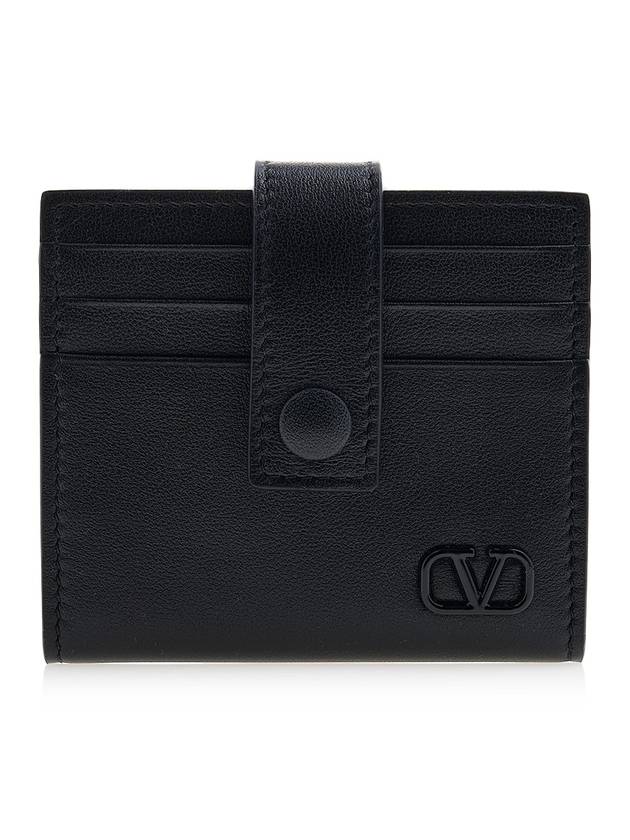 V Logo Signature Card Wallet Black - VALENTINO - BALAAN 1