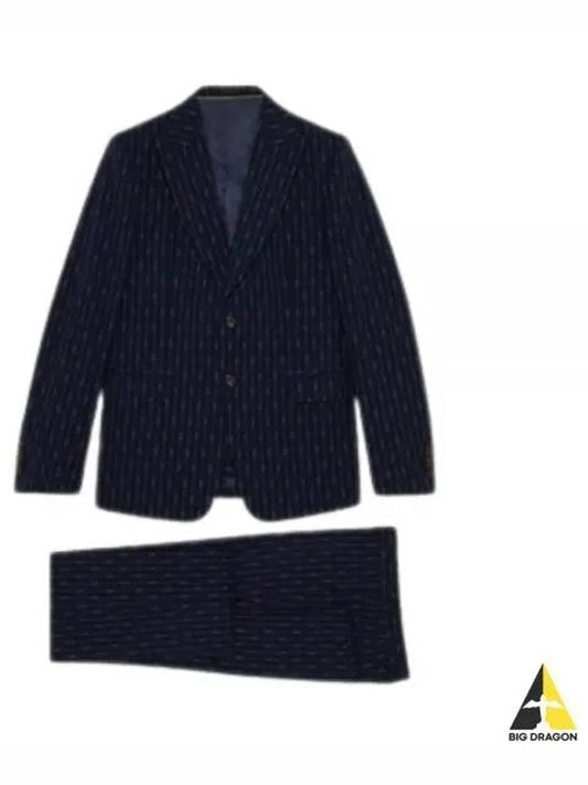 Horsebit Striped Wool Suit Blue - GUCCI - BALAAN 2