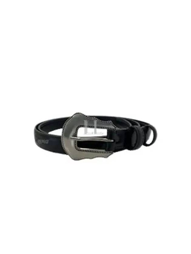 Metal Buckle Leather Belt Black - CELINE - BALAAN 2