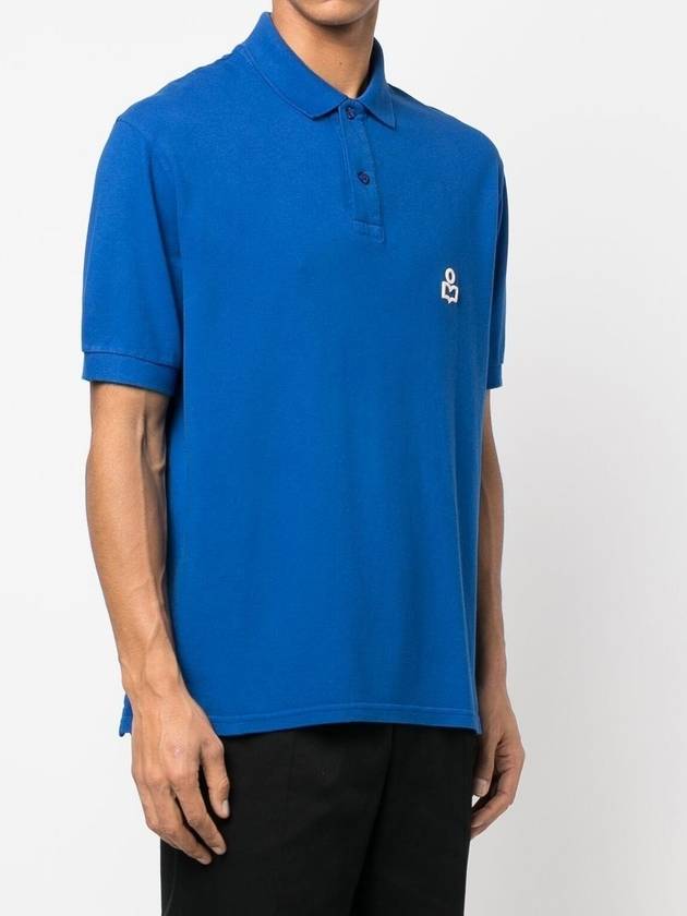 Afko Logo Cotton PK Shirt Blue - ISABEL MARANT - BALAAN.