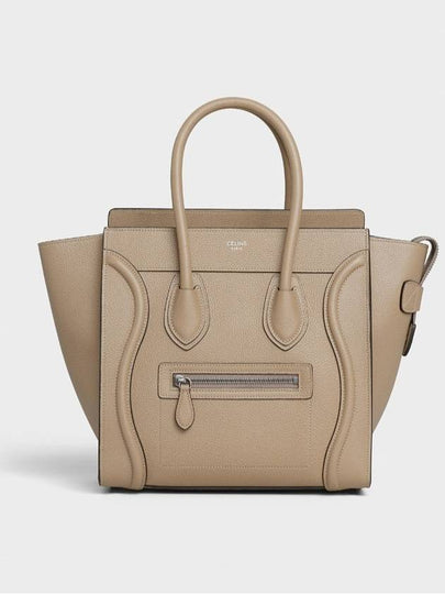 Drummed Calfskin Micro Luggage Tote Bag Dune - CELINE - BALAAN 2