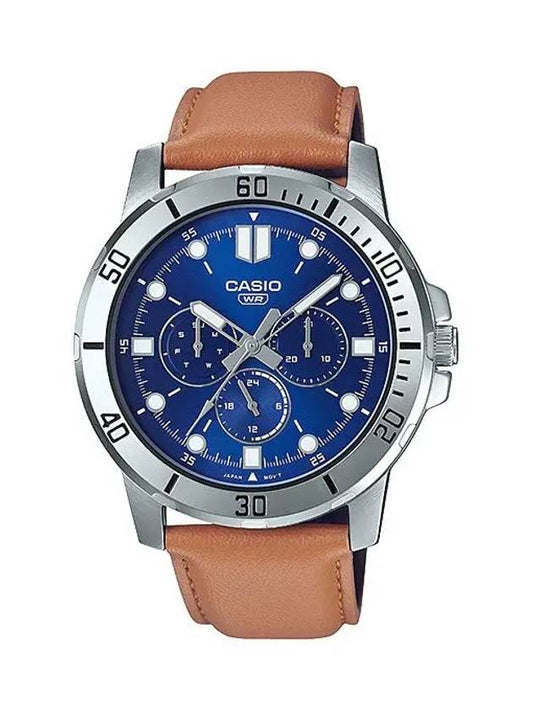 Men's Leather Wrist Watch MTPVD300L2E - CASIO - BALAAN 1