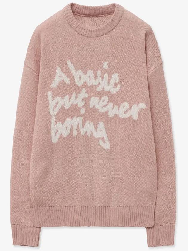 Slogan round knit sweater pink - BLONDNINE - BALAAN 1