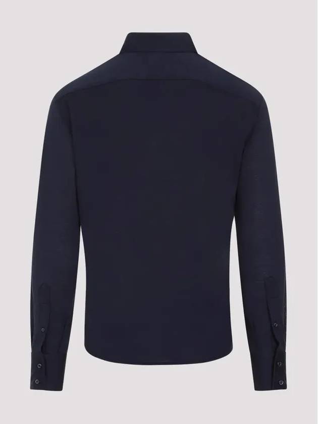 Silk Long Sleeve Shirt Navy - BRUNELLO CUCINELLI - BALAAN 3