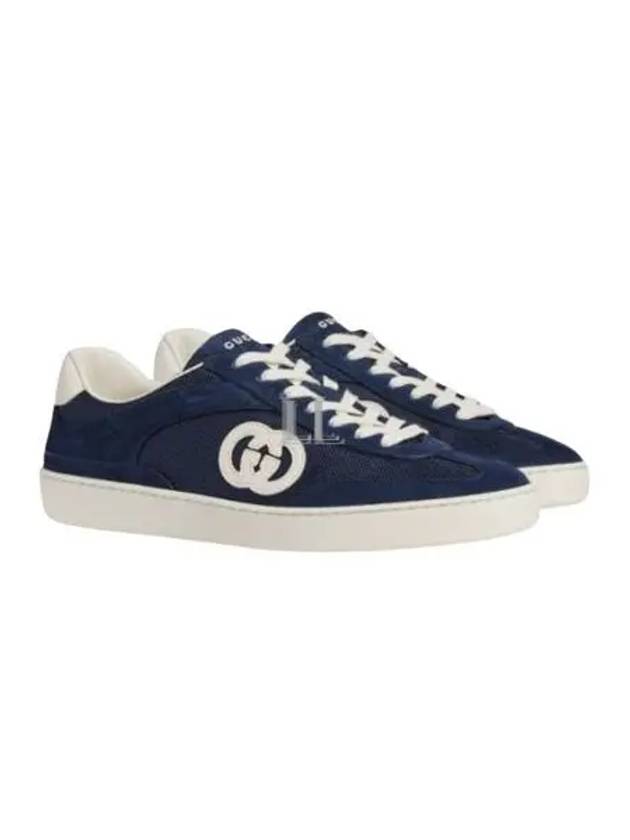 Interlocking G Suede Low-Top Sneakers Blue - GUCCI - BALAAN 2