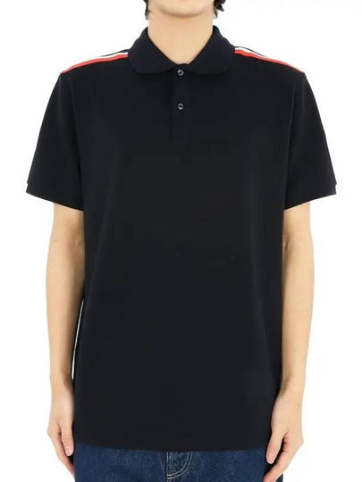 Men's Logo Pique Cotton Short Sleeve Polo Shirt Navy - MONCLER - BALAAN 2