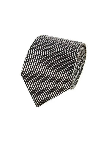 Men s Dot Striped Silk Tie Black - GIORGIO ARMANI - BALAAN 1